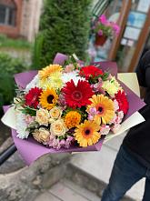 Букет цветов из:  Герберы, Ромашки, Хризантемы, Розы и Подсолнухи #REPLACE_PRED# Семеновское